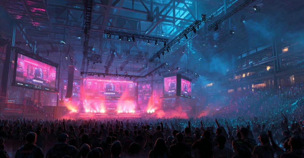 Esports gamers at a tournament stage